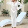 thumbnail image 2 of TMOYZQ Crochet Swim Cover Up for Women Boho Crochet Hollow Out Long Sleeve Thigh Beach Maxi Dress Bikini Cover Ups, 2 of 3