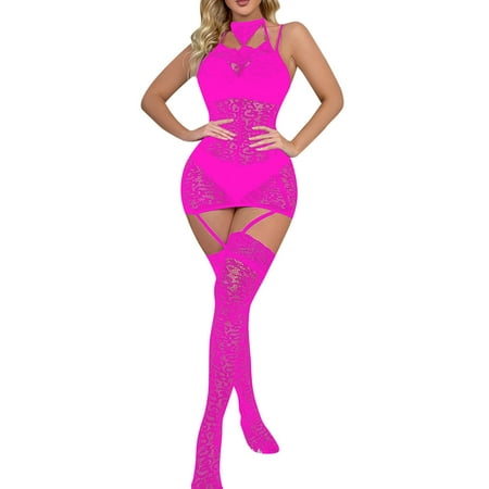 Sngxgn Women Lingerie Lace Chemise Ruffle Nightgown Sleepwear(A One Size)