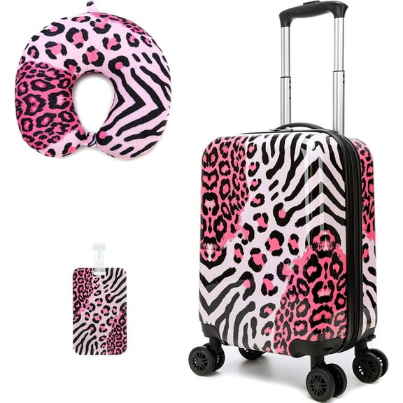 Kids Luggage Sets 5 Piece Suitcases for Girls Women with Wheels Hardshell Suitcase with Travel Pillow Airline Approved 16 Inch