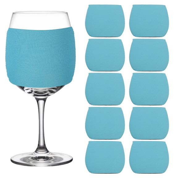 Uxcell 12 Pcs Sublimation Blank Wine Glass Sleeves, Reusable Neoprene Insulated Wine Glass Cover Protector for Cold Drinks Sublimation Ornaments Supplies, Blue