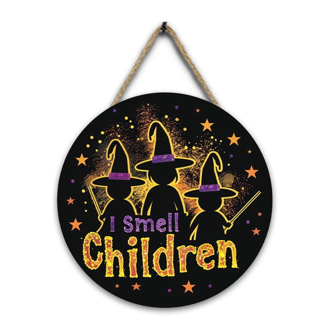DJN Halloween Sign For Front Door Decor Halloween Wooden Door Hanger Halloween Door Sign Holiday Hanging Welcome Signs Halloween Decorations For Door Home & Garden