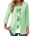 thumbnail image 2 of Women's Long Sleeve T-shirt Women 3/4 Sleeves Open Front Lightweight Cardigan,Green Women's Long sleeve T-shirt XXL, 2 of 4
