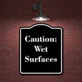 thumbnail image 2 of Caution Wet Surfaces BLACK Aluminum Composite Sign 15''x18'', 2 of 9