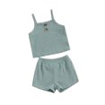 thumbnail image 2 of Elippeo Baby Girl 2Pcs Summer Outfits 0-5 Years Sleeveless Button Front Cami Tops + Shorts Set Infant Clothes, 2 of 10