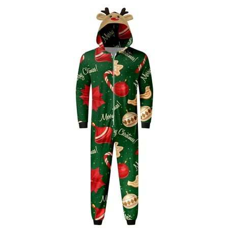 

Family Matching Outfits 2023 Christmas Suit Men Dad Cartoon Candy Prints Deer Pajamas Suit Homewear Hoodie Jumpsuit Matching Outfits Set