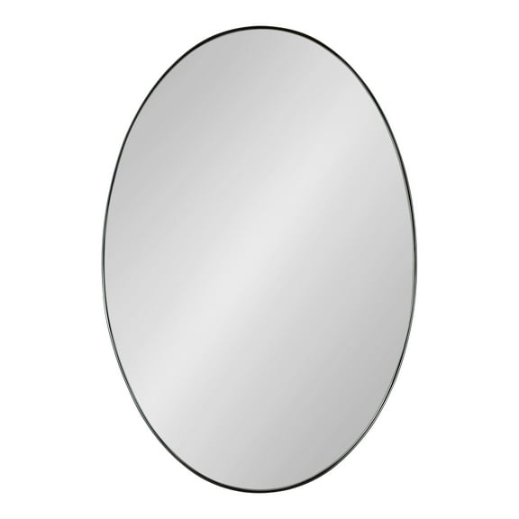Kate and Laurel Rollo Modern Oval Metal Framed Mirror, 20 x 30, Black, Decorative Contemporary Mirror Decor for Wall