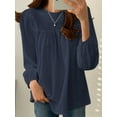 thumbnail image 3 of ZANZEA Women Cotton Long sleeve Shirt Blouse Solid Color Fashion Top, 3 of 5