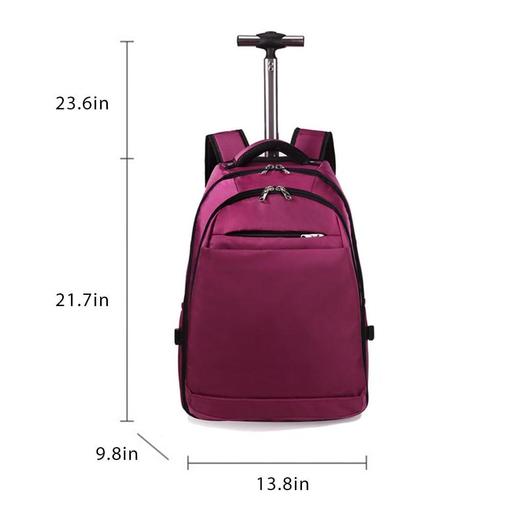 Rolling Backpack for Travel, 4 Wheels Laptop Backpack for Women Men, W–