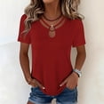 thumbnail image 2 of Edvintorg Womens Trendy Clothes Plus Size Lightweight Keyhole Neck Short Sleeve Cut Out Casual Shirts Women's Tops, Tees & Blouses Red XXXL, 2 of 6