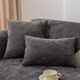 thumbnail image 1 of Nvzi Juego de 2 fundas de almohada de chenilla a cuadros estilo rústico para sofá cama, fundas de cojín con mechones suaves (gris oscuro, 45,7 x 45,7 cm), 1 of 5