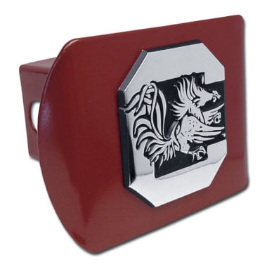 North Carolina Hitch Cover - South Carolina University Gamecock Emblem on Garnet Hitch Cover