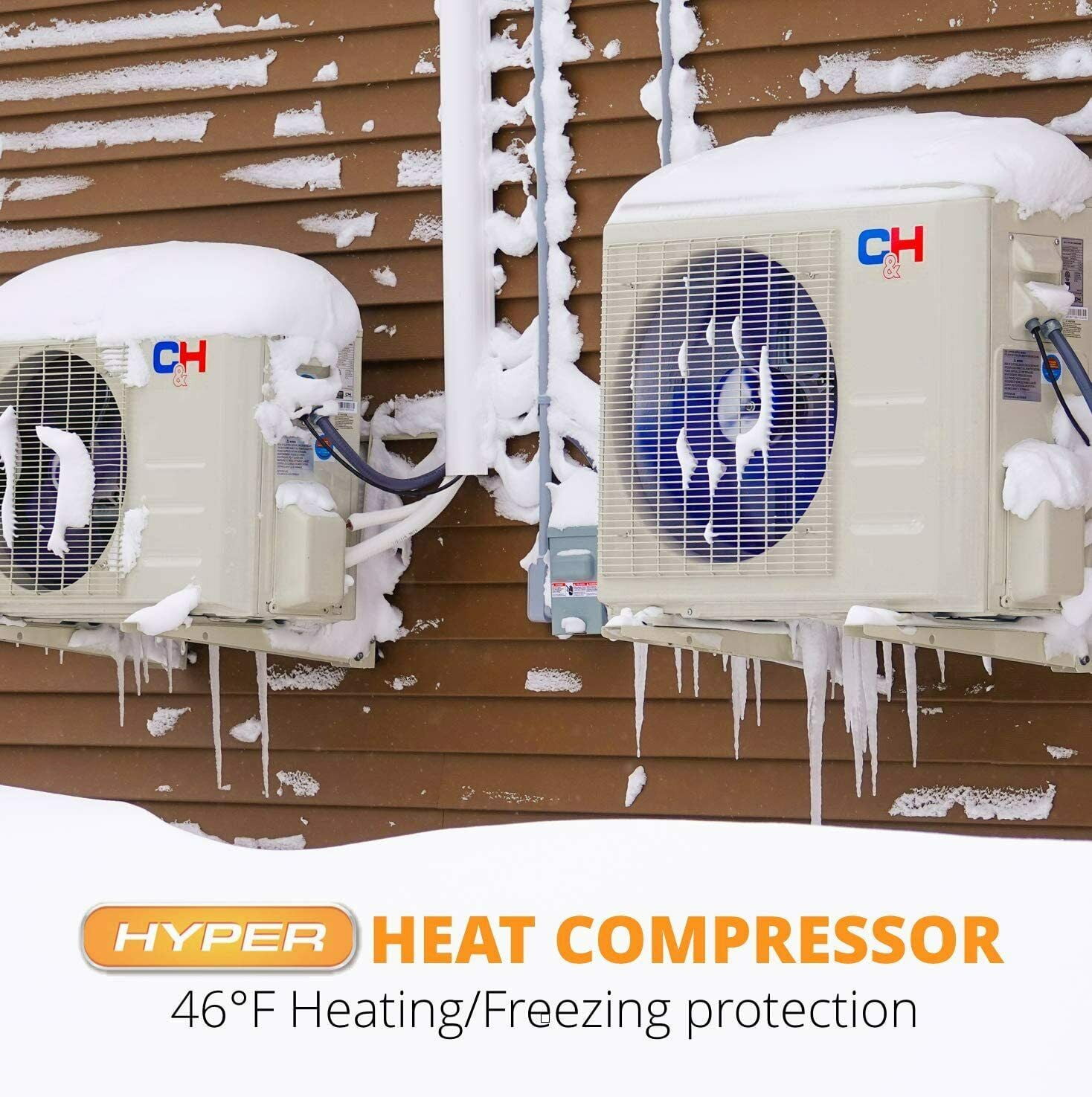 Cooperu0026Hunter 24000 BTU 230V Cover 1500 sq ft Hyper Heat Mini Split Air  Conditioner Heat Pump 16ft Kit - Walmart.com