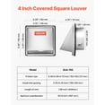 thumbnail image 2 of VEVOR 4 inch External Extractor Wall Vent Cover, Square AC Vent Gable Cover, Premium Stainless Steel & with Built-in a Protection Screen, for House,Bathroom,Garage,Kitchen,Basement (1 Pack, Silver), 2 of 9