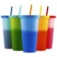 thumbnail image 3 of Cribun Color Changing Cups Cold Drink Cups with Lids and Straws 5 PCS Reusable Color Changing Plastic Cup Summer Coffee Tumblers Party Cup for Adults Kids, 3 of 8