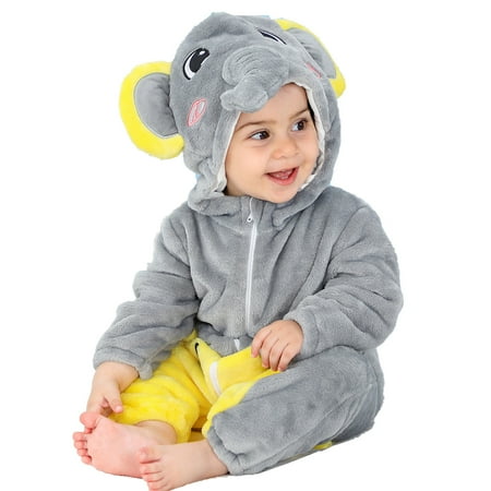 Zwiiyzr Toddler Infant Long Sleeve Onesie Boy Girl Fluffy Jumpsuit Hooded Fleece Rompers Baby Clothes Soft Warm Pajamas Children s Holiday Birthday Gift Yellow
