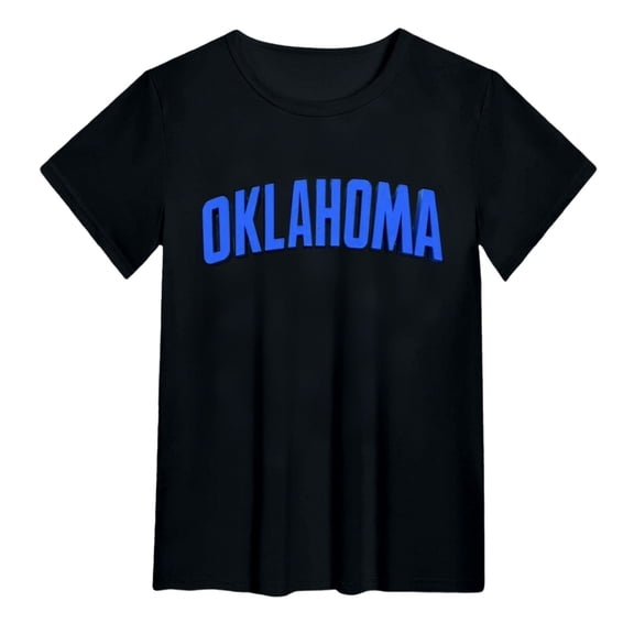 Bibifish Womens Tee Tops Oklahoma City Letter Printed Short Sleeve Summer Crew Neck T Shirts Regular Soft Fit Casual Stylish Lightweight Tops