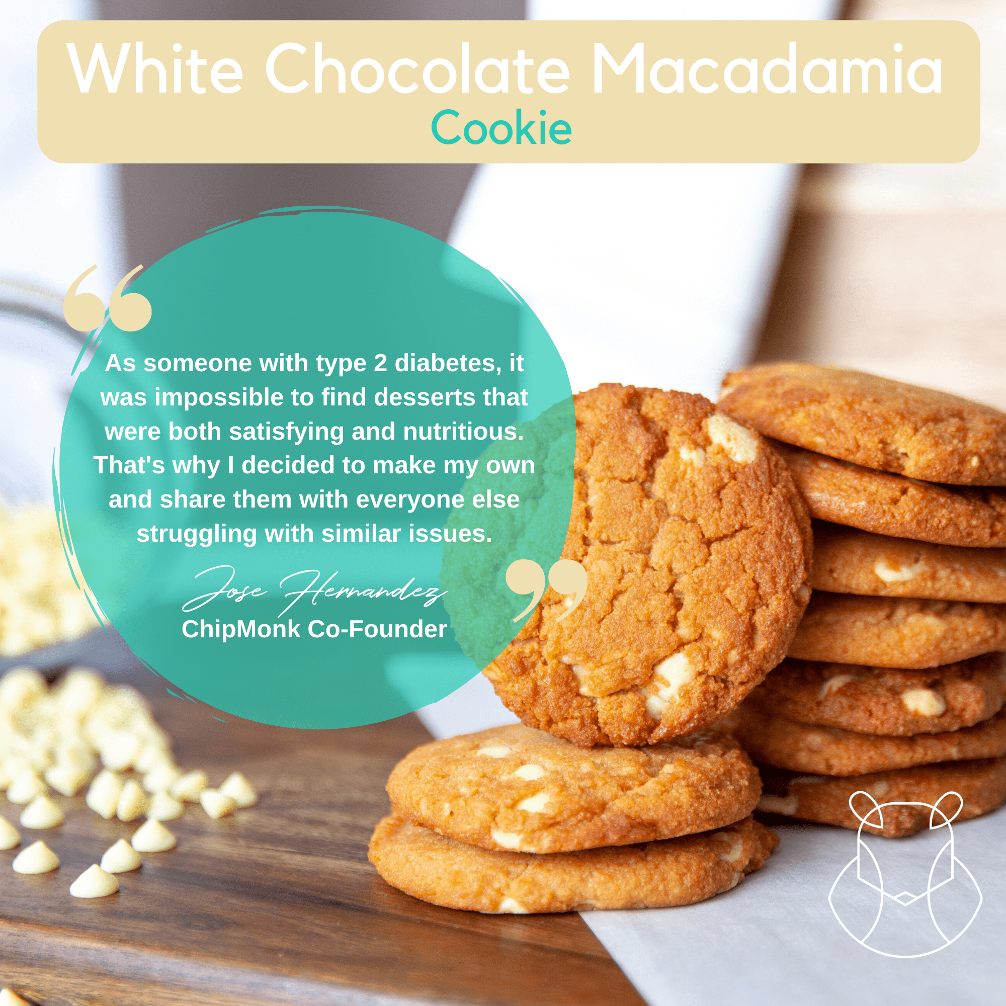 ChipMonk Keto Cookies, White Chocolate Macadamia - Low Carb Keto Friendly Snacks, Dessert, Gluten-Free, High Fat and Protein, Low Sugar
