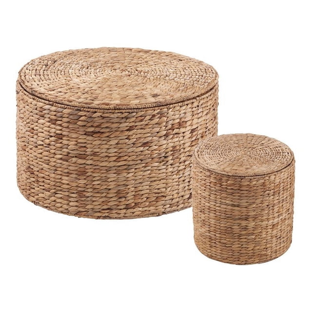 SEI Furniture Satalia 2-Pc Round Water Hyacinth Storage Set in Natural