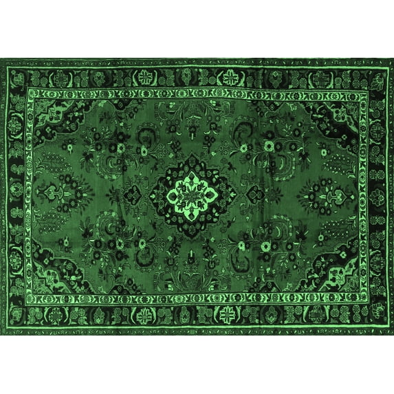Ahgly Company Indoor Rectangle Persian Emerald Green Traditional Area Rugs, 4' x 6'