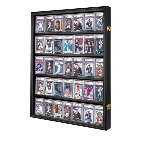 CRDC 35 Graded Card Display Case Wood- for Baseball Football Card - 1 Pack(33.5*26.8 in)