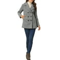 thumbnail image 2 of INSPIRE CHIC Women's Pea Coat Double-Breasted Notch Lapel Mid-Thigh Winter Coat XL Grey, 2 of 6