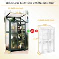 thumbnail image 3 of 62inch Wooden Greenhouse, Portable Cold Frame with Wheels and Adjustable Shelves for Indoor Outdoor Patio Balcony Garden , 31.5" Lx22.4 Wx62 H, Green, 3 of 8