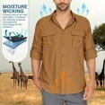 thumbnail image 2 of FEN AI Men's Long Sleeve Button up Shirts Breathable Casual Travel Tops 2 Pockets Hiking Fishing Blouse, 2 of 7