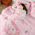 thumbnail image 4 of Castle Fairy Alphabet Rose 7-Piece Bedding Comforter Set,Flower Butterfly King Bedding Sets,Animal Swan Ultra Soft Bed Sheets,Lightweight Initial Room Decor,Reversible, 4 of 8