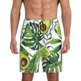 thumbnail image 1 of Balery Watercolor Green Tropical Pantalones cortos de pijama de punto de algodón para hombre con cinturilla y bolsillos-X-Large, 1 of 6
