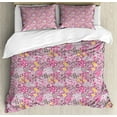 thumbnail image 1 of Pink Floral Duvet Cover Set Queen Size, Abstract Garden with Various Flowers Blossom Spring Fun Pattern, Decorative 3 Piece Bedding Set with 2 Pillow Shams, Dark Magenta Multicolor, by Ambesonne, 1 of 3