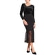 thumbnail image 2 of INSPIRAR CHIC Blusa de Fiesta Ajustada para Mujeres con Cuello Arrugado Asimétrico de Manga Larga de Terciopelo M Negro, 2 of 5