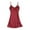 Wine, variant on Women's Satin Chemise Nightgown Lace Trim Silk Slip Dress Sexy V Neck Sleepwear Silver L