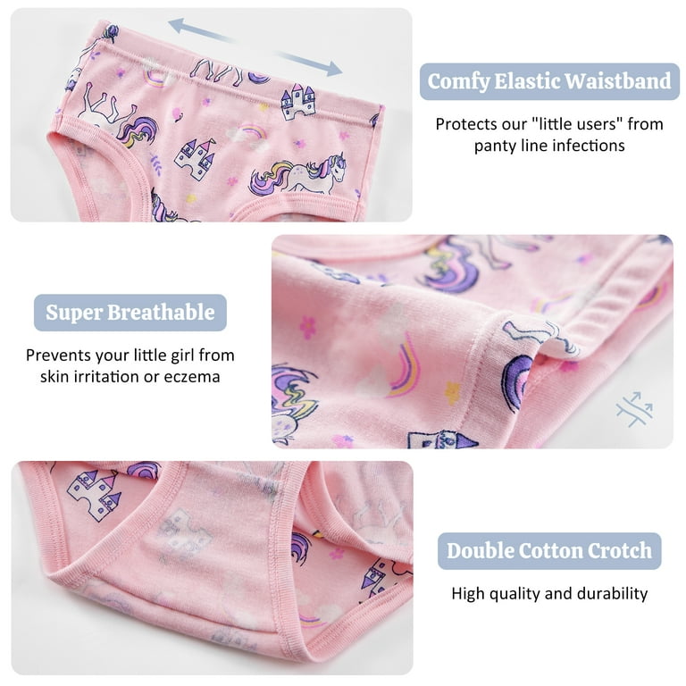 Toddler Underwear Kids Undies Girls Cotton Panties Size 3-4T (Pack of 6) 