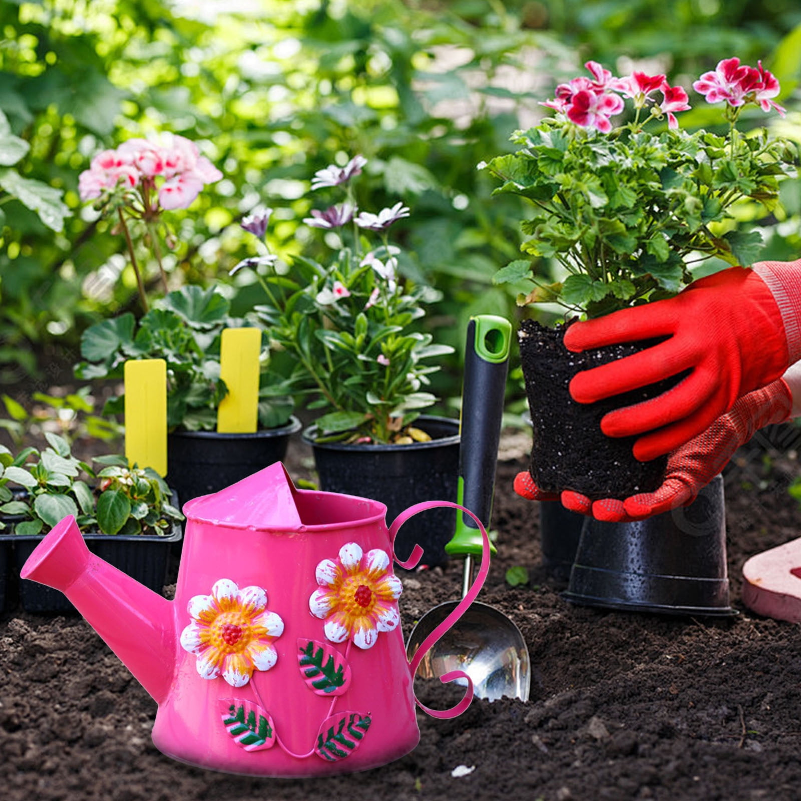 Metal Watering Can Large Capacity Garden Kettle with Long Spout for Indoor and Outdoor Care