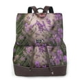 thumbnail image 1 of Disketp Dog in Lavender Flowers Mochila de Cuero para Mujer, Bolso de Espalda Antirrobo con Estilo para Viaje, Trabajo y Uso Diario, 1 of 4
