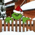 thumbnail image 5 of YUNOVA Christmas Fence Peeker Decorations Outdoor, 15.5 inch Grinch Yard Sign with Santa Hat, Waterproof Corrugated Plastic, Holiday Lawn Decor for Garden, Fence Christmas Decoration, 5 of 9