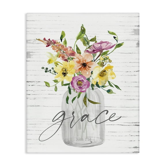 Stupell Industries Spiritual Grace Bouquet Religious Painting Gallery Wrapped Canvas Art Print Wall Art, 16 x 20