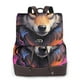 thumbnail image 1 of Easygdp Colorful Wolf Head Mochila de Cuero para Mujeres, Bolso de Hombro, Bolsos de Mano de Moda para Trabajo y Viajes, 1 of 4