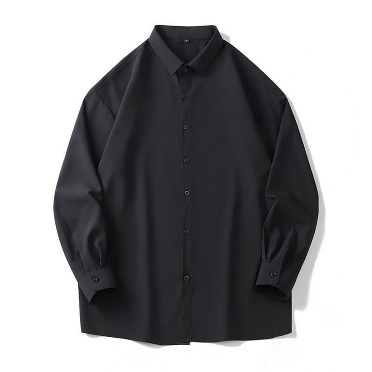 black dress shirt big and tall Juuyy Men's Casual Solid Color Long Sleeve Button Down Lapel Shirt Tops Relaxed Fit Shirts XXL, Size: 2XL Select your size:13 Cotton/Poly/Spandex Fashion Trends Ever-Pretty Graceful Short Sleeves