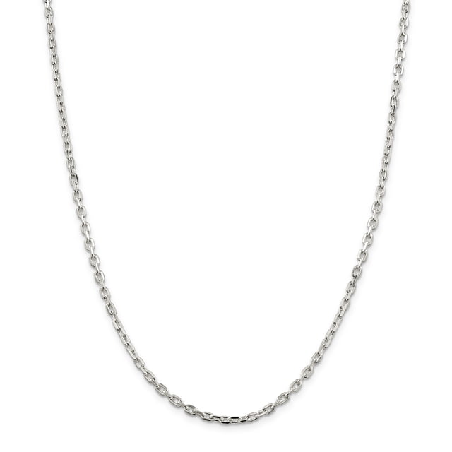 925 Sterling Silver 3.25mm Beveled Oval Cable Chain 24 Inch