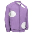 thumbnail image 5 of Light Purple And White Polka Dots Pattern Baseball Jersey Fashion Ribbed Sleeve Man Women's Jacket Motion Tops XXS-6XL, 5 of 7