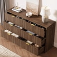 thumbnail image 6 of FURNIWAY 6 Drawer Dresser for Bedroom, 55" Wide Modern Chest of Drawers with Gold Metal Handles, Fluted Wood TV Stand for Living Room, Hallway, Walnut, 6 of 8
