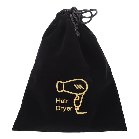 ETEREAUTY Black Velvet Hair Dryer Bag with Drawstring Closure, Multipurpose Pouch for Travel, Home, and Hair Styling Tools
