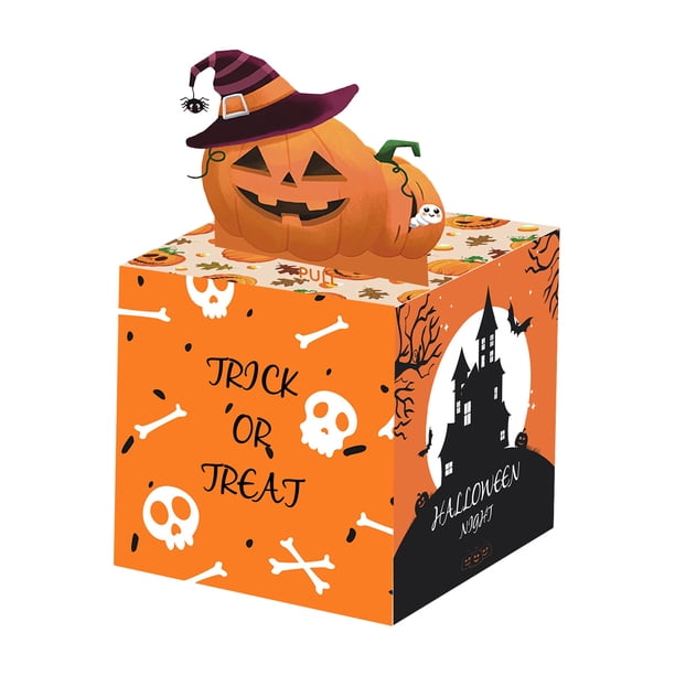 Decoración para fiesta de Halloween Diseño de calabaza naranja espeluznante con motivo «truco o trato» Perfecto para disfraces de Halloween, decoraciones para fiestas y coleccionismo