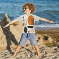 thumbnail image 3 of FORMRS Boys Rash Guard with Short Sleeves UPF 50+ Swim Shirts Sizes 3-12T, White Abstract Shapes, 3 of 6