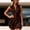 Dark Brown, variant on Women's Fringe Trim Sleeveless Bodycon Dress – Half Zip Front, Western Boho Style, Solid Color Summer Outfit Light Brown,S
