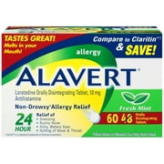 Alavert Allergy 24-Hour Relief (Fresh Mint Flavor Orally Disintegrating Tablets), Non-Drowsy, Antihistamine, 60 Count (Pack of 1)