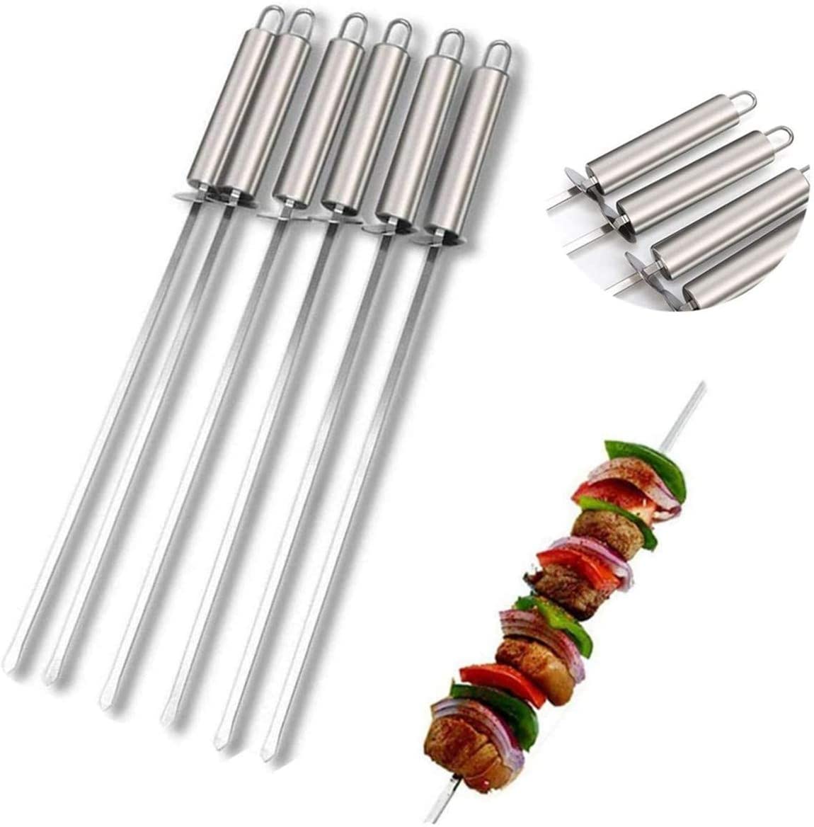 Grill Skewers 6 Pieces Shashlik Skewers Stainless Steel Grill Kabob Skewers 40cm Buckle Handle