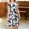 thumbnail image 5 of Girls Summer Vacation New Cute Panda Pattern Short Sleeve O-Neck School Party Fashion Casual Leisure Dress Cute Sundress, 5 of 6