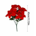 thumbnail image 3 of (Clearance) BNNG 5 Heads Red Artificial Poinsettia Bushes 6Pcs Artificial Flowers Christmas Velvet Silk Poinsettias Flowers Floral for Xmas Tree Ornament Table Centerpiece Fillers Porch Decorations, 3 of 3